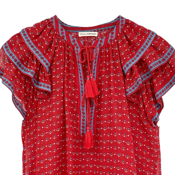 ULLA JOHNSON Silk Top in Scarlet 2|S - Picture 5 of 10